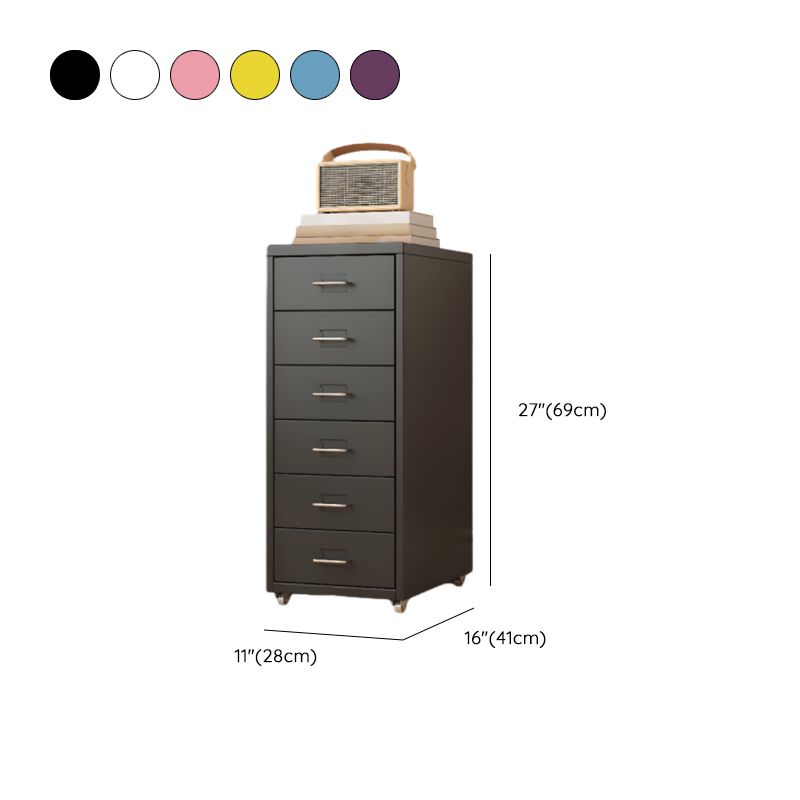 Art Deco Alloy Vertical Filing Cabinet: Flameproof with Swivel Wheels and Soft Close Features