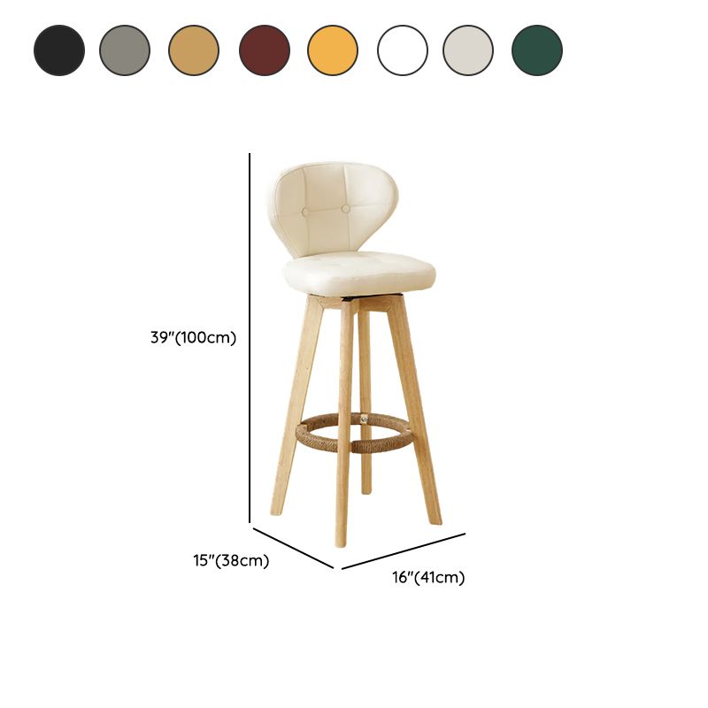 Casual Rawhide Bar Stools in Gray/Emerald Green/Caramel with Back, Turned Swivel, Rectangle Seat Style, and Leg Rest