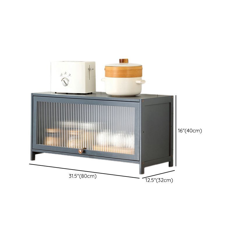 Simplistic Bambusa Standard Microwave Shelf Cabinet with Multiple Cabinets, Shelves, and Doors