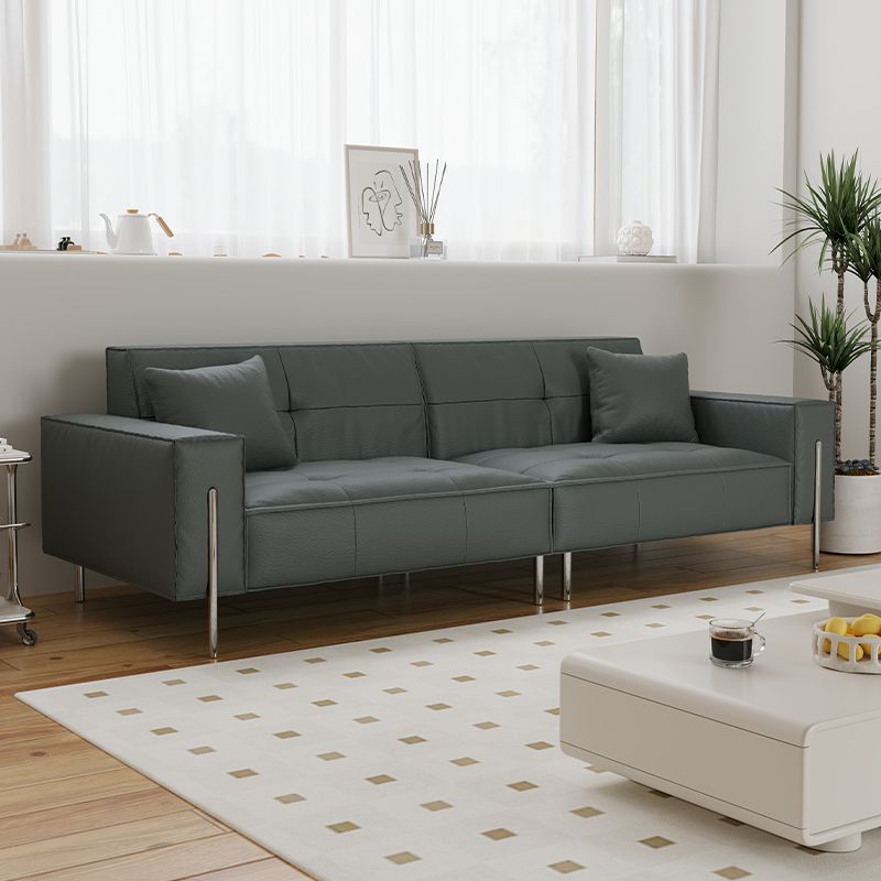 Drawing Room Standard Sofa in Dark Gray/White/Tan with Armrest