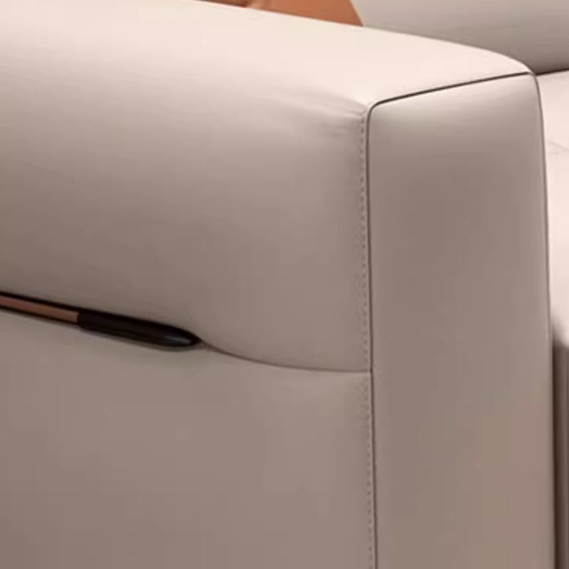 Modish Solid Color Stain Resistant Standard Sofa/Loveseat in Beige, Seats 7/6-Seater/5 Person with 3 Pillows/1 Pillow