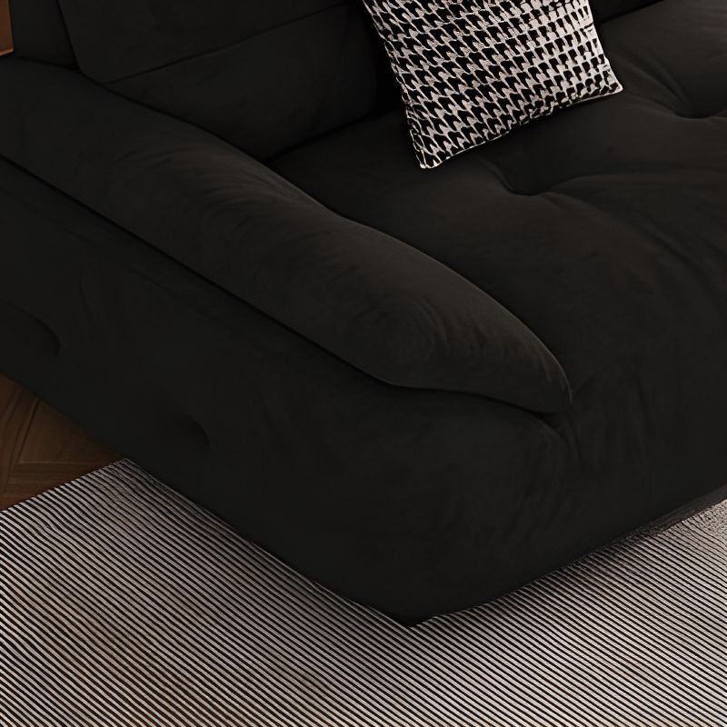 Standard Sofa in Midnight Black Soft-pile Fabric with 3 Pillows