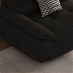 Standard Sofa in Midnight Black Soft-pile Fabric with 3 Pillows