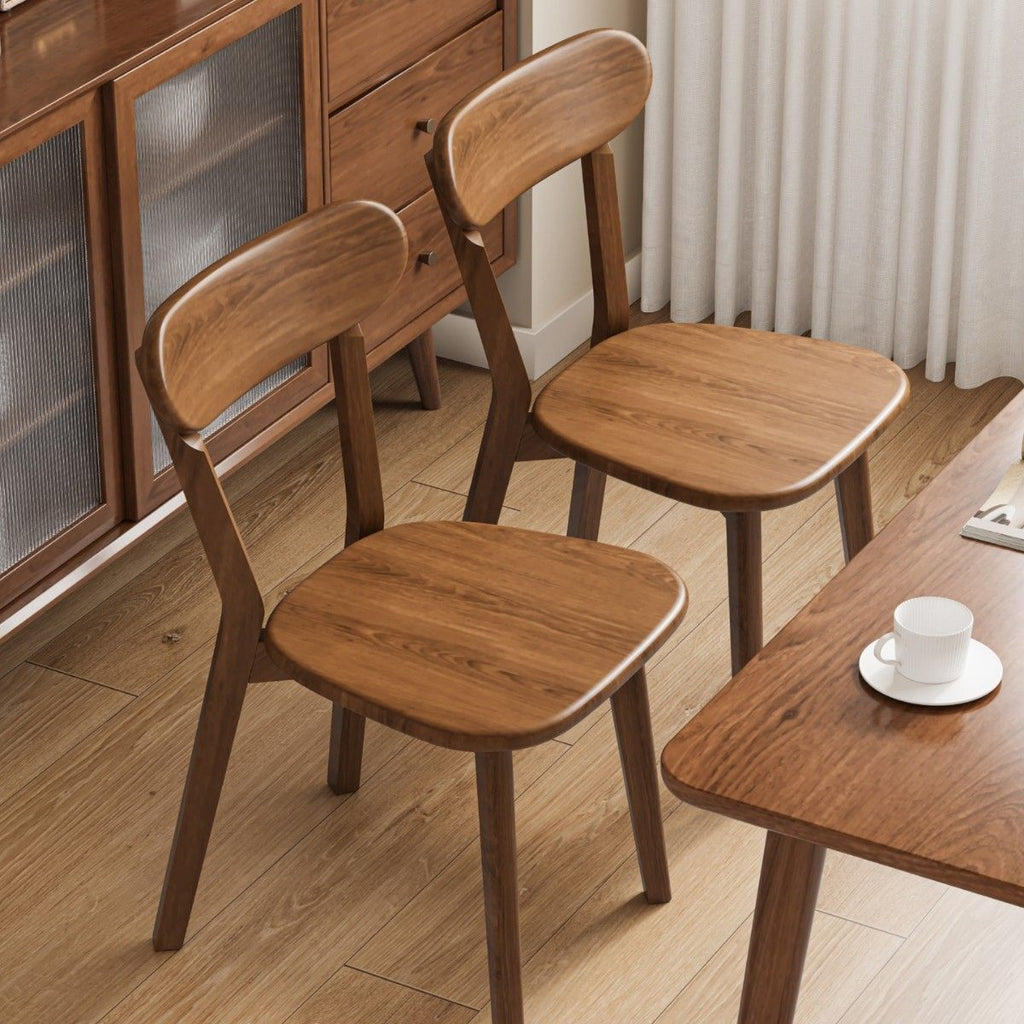 Art Deco Dinette Side Chair with Ventilated Back, Ink/Tan/Unfinished Color Natural Wood Legs, and Foot Pads