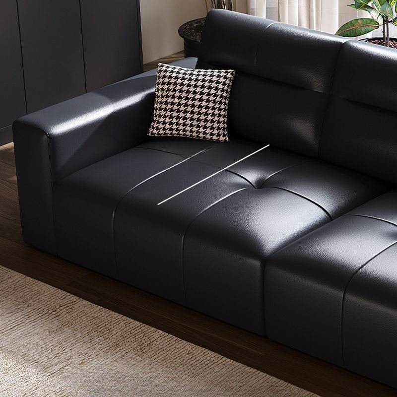 Modish Solid Color Stain Resistant Standard Sofa/Loveseat in Black with Arm, 5 Person/4-seater/3-seater, and 2 Pillows