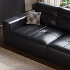Modish Solid Color Stain Resistant Standard Sofa/Loveseat in Black with Arm, 5 Person/4-seater/3-seater, and 2 Pillows