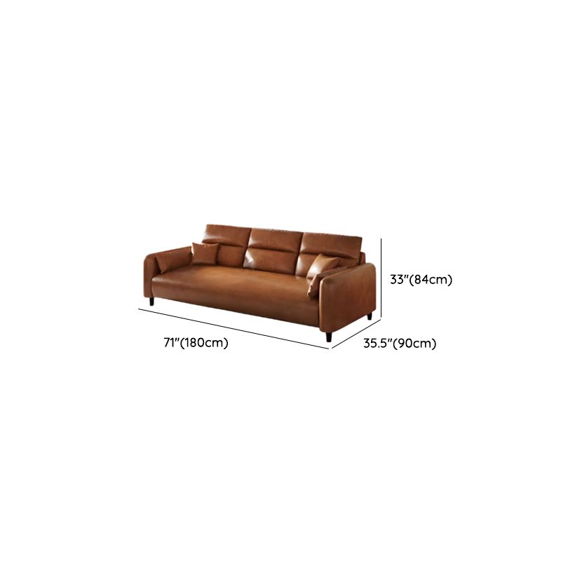 Modish Solid Color Stain Resistant Standard Sofa/Loveseat in Auburn, 3-Seater/4-Seater/5 Person with 2 Pillows