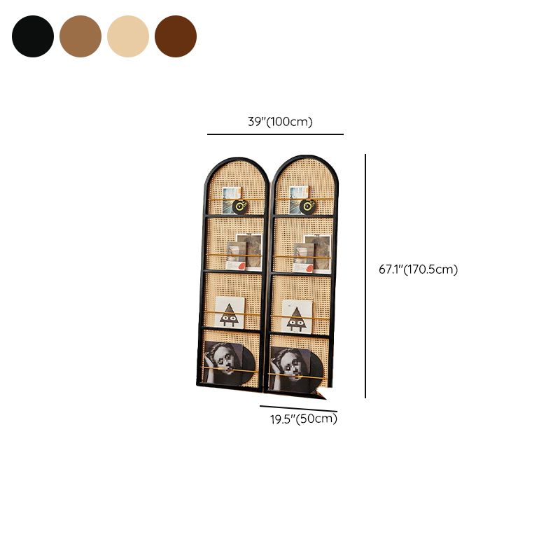 Indoor Translucent Collapsible Room Screen with Shelf, Cane, and Freestanding
