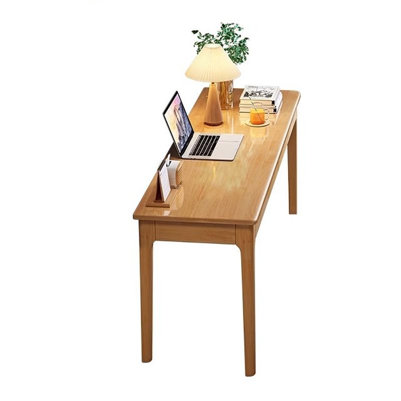 Trendy Rectangular Natural Wood Writing Table with Auburn/Unfinished Color Drawers
