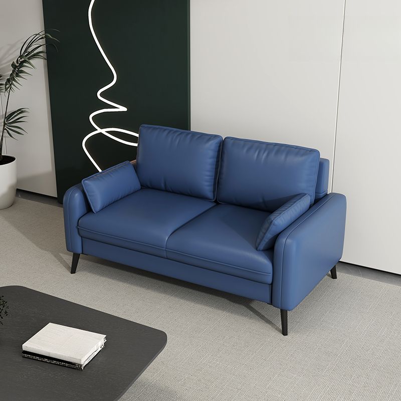 Contemporary Modern Solid Color Water Resistant Loveseat in Cerulean/Jade Green/Amber Color for 2 People with 2 Pillows