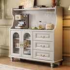 Microwave Shelf Cabinet with 2 Shelves and Stemware Shelf, Self-supporting