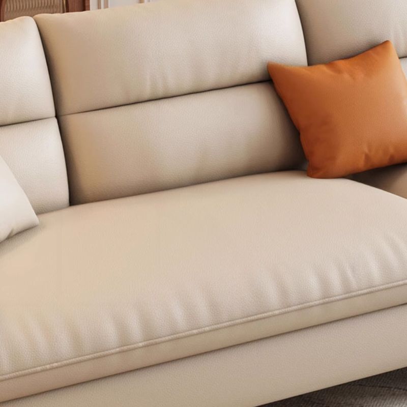 Beige Standard Sofa with Arm and 4 Pillows
