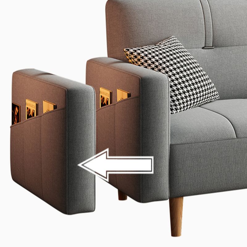 Standard Sofa/Loveseat in Cotton Linen with Light Gray/Cerulean/Olive Green Upholstery and Arm