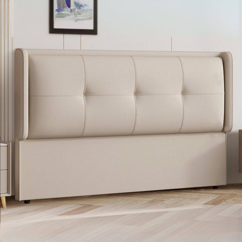 Trendy Wingback Headboard with No Distressing, Piled Tufted Rectangle for Queen/King Bed, Sponge Upholstery Fill, Standard Height