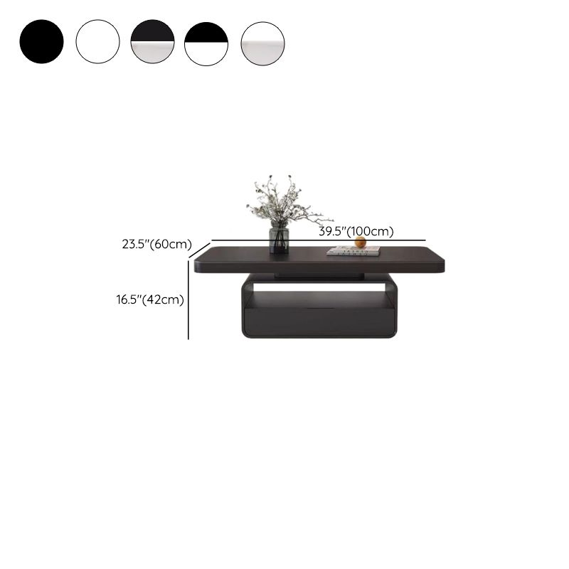 Plinth Rectangular Stone Single Coffee Table with 1 Drawer for Foyer