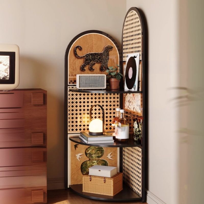 Modern Simple Style Nook Detached Decorative Cabinet with 3 Exterior Shelves/4 Exterior Shelves, Composite Wood Countertop in Midnight Black