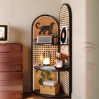 Modern Simple Style Nook Detached Decorative Cabinet with 3 Exterior Shelves/4 Exterior Shelves, Composite Wood Countertop in Midnight Black
