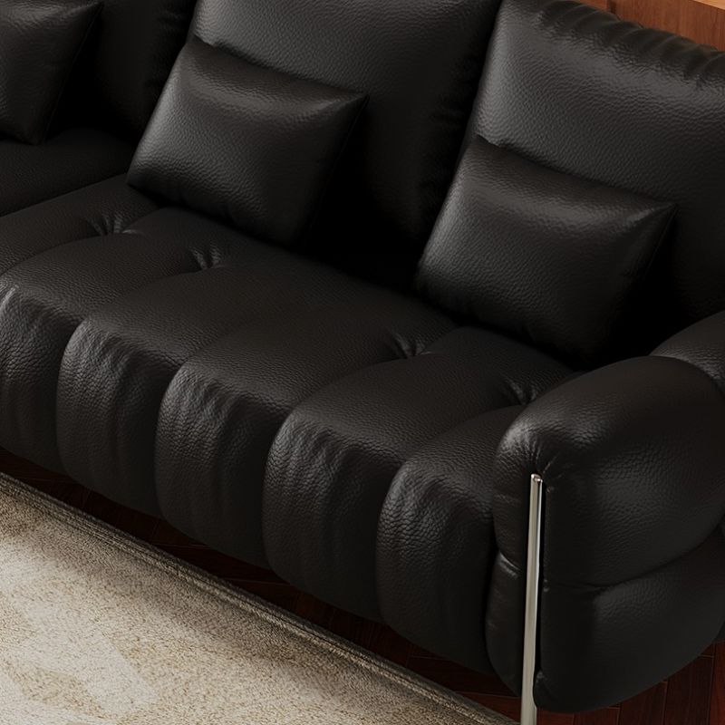 Drawing Room Standard Sofa in Light Gray/White/Light Brown with Armrest and 4 Pillows