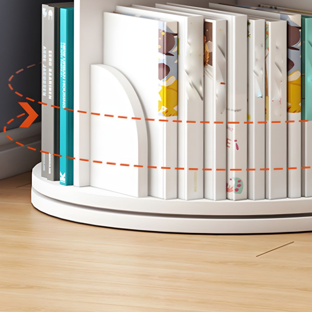 Round Rotatable Bookcase Wooden Open Storage Bookshelf for Home Office