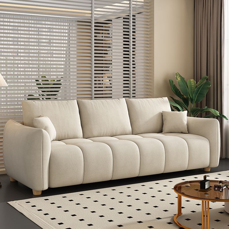 Modish Solid Color Stain Resistant Standard Sofa with Arm, 3-seater, and 2 Pillows