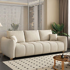 Modish Solid Color Stain Resistant Standard Sofa with Arm, 3-seater, and 2 Pillows