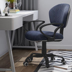 Modern Simple Style Office Task Chair with Flexible Height, Solid Color Upholstered Steel Frame in Ink and Glide Movement