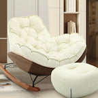 Modern Upholstered Rocking Chair - Stylish Indoor Seating with Natural Wood Legs and Tufted Design
