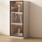 Simple Rectangular Standalone Accent Cabinet with Closet, Laminate Countertop, Glazed Door, and Sand Top