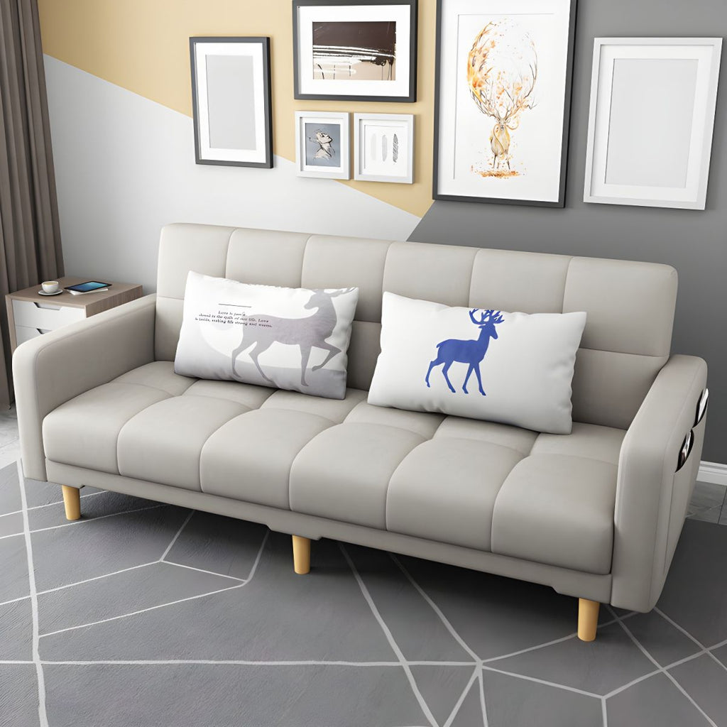 Square Arm Modern Storage Sofa with Biscuit Back Convertible Sofa for Living Room