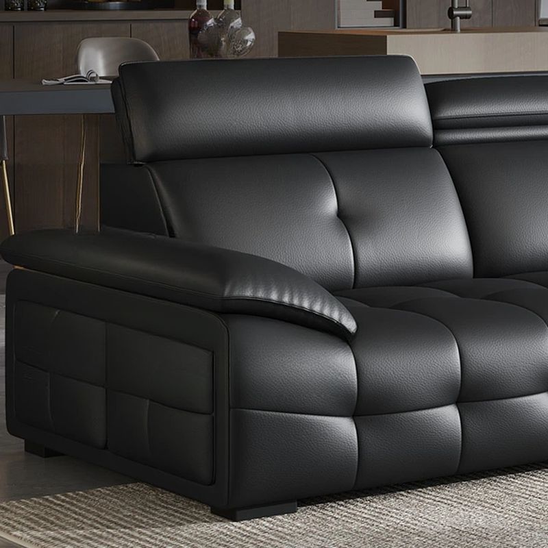 Modish Solid Color Water Resistant Standard Sofa/Loveseat in Black, 5 Person/for 6/4-Seater with 2 Pillows