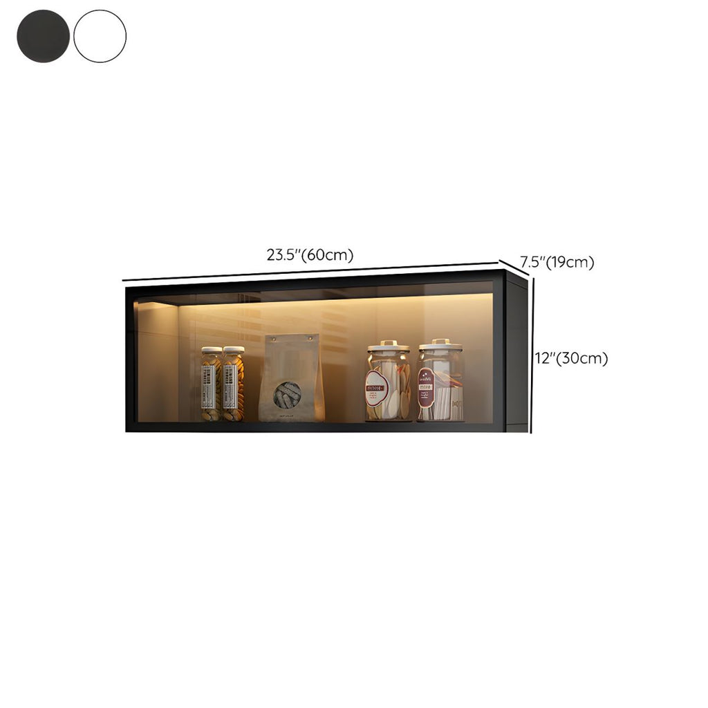Modern Faux Wood Wall Mounted Display Cabinet with Glass Door