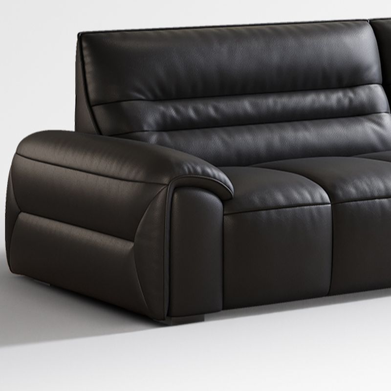 Modish Solid Color Stain Resistant Standard Sofa in Midnight Black Pu Leather, Seats 4/Seats 3/2-seater with 2 Pillows