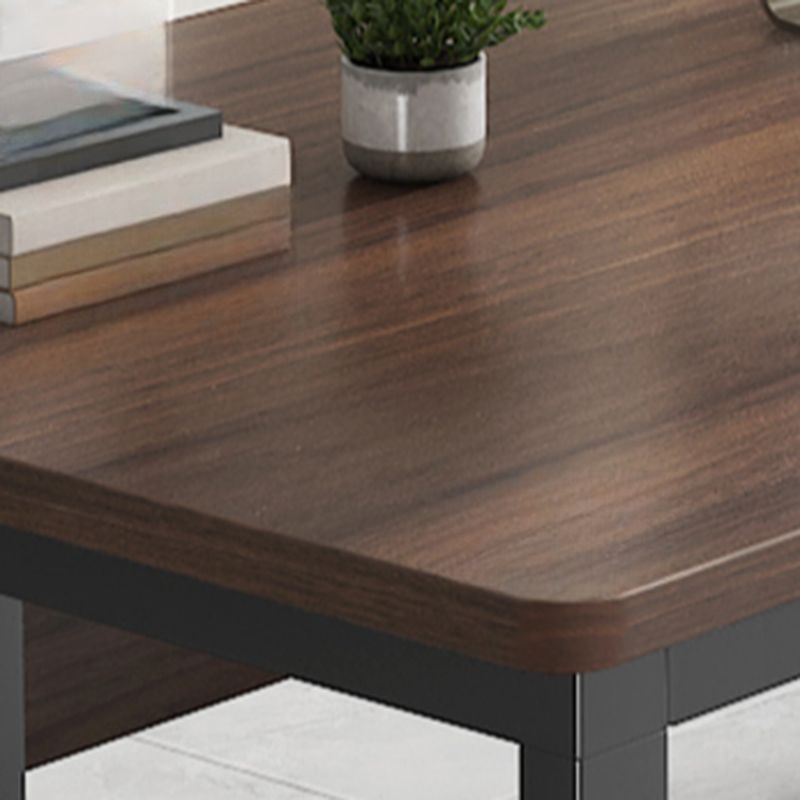 Cocoa Rectangular Steel Desk with Scratch Resistant Toboggan Base, CPU Storage, Cable Management, and Front Splash