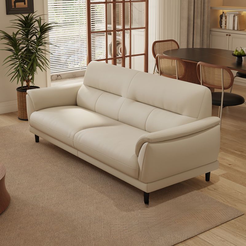 Trendy Solid Color Water Resistant Standard Sofa/Loveseat in White with Pillow Top Arm, Seats 3/2 People/4-seater