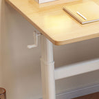 Trendy Rectangular Height-Adjustable Laminate Writing Table in Chalk/Unfinished Color with Hand-Operated Adjustment