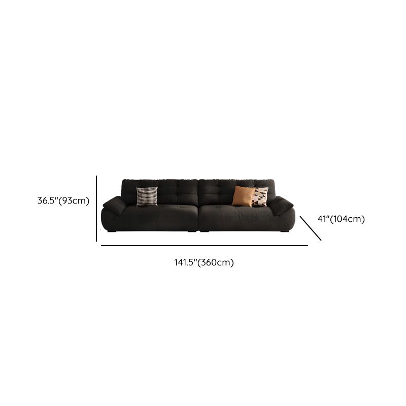 Standard Sofa in Midnight Black Soft-pile Fabric with 3 Pillows