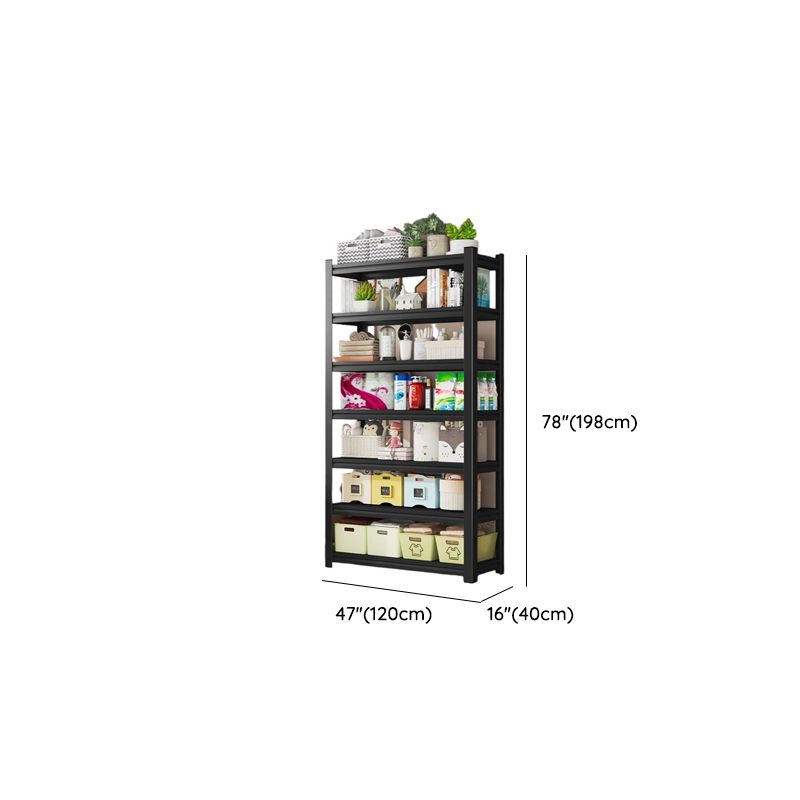 Midnight Black Trendy Storage Shelf with Steel Frame, Unattached Installation