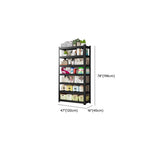 Midnight Black Trendy Storage Shelf with Steel Frame, Unattached Installation