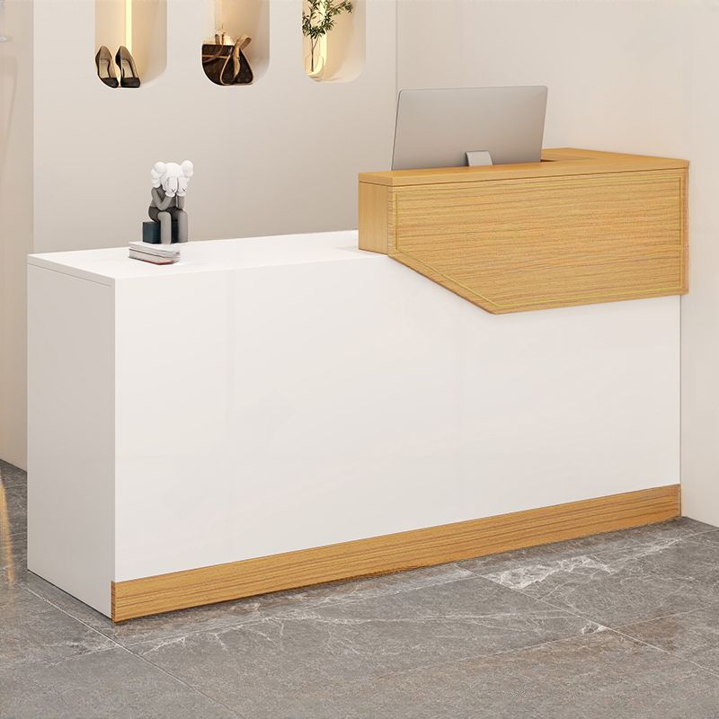 Rectangle Manufactured Wood Top Reception Desk with Locker, Hutch & Cable Management