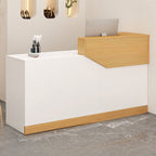 Rectangle Manufactured Wood Top Reception Desk with Locker, Hutch & Cable Management