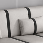 Trendy Solid Color Stain Resistant Standard Sofa/Loveseat in Dark Gray/Cerulean/Light Brown with Arm, Seats 3/2 People, and 2 Pillows