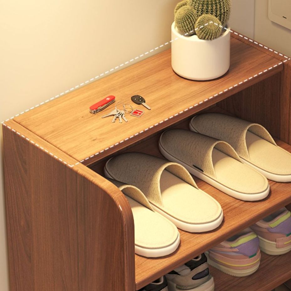 Art Deco Composite Wood Rectangle Shoe Rack with 7/6/5 Shelves for 1-20 Pairs in Drawing Room, Closed Back