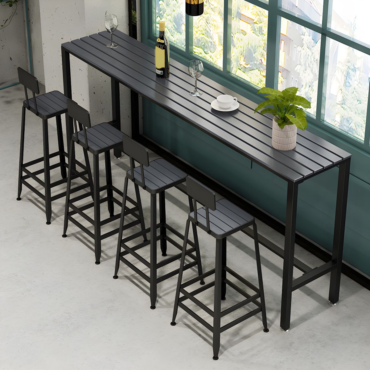 Industrial 1/5/9 Pieces Bar Table Set Wood Counter Table with High Stools for Bar