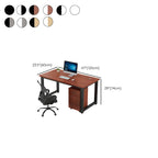 Chalk/Black Minimalist Rectangular Metal Desk with Cable Management and Damp-proof Twin Support Base