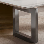 Art Deco Marble Dining Table with Fixed Table in White, Thermal Resistant for Seats 4/6-person Seat, Marble Slab Top and Mixed-material Design