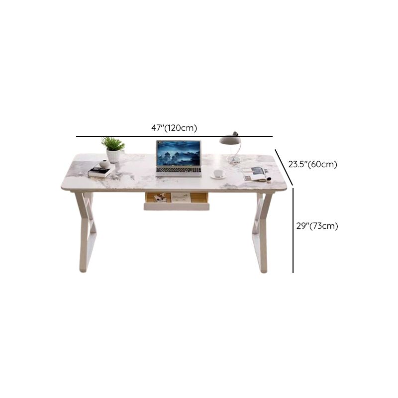 Writing Desk with Storage, Scratch-proof, 1 Drawer, Sleigh Base, Chalk Drawer, Slate Top