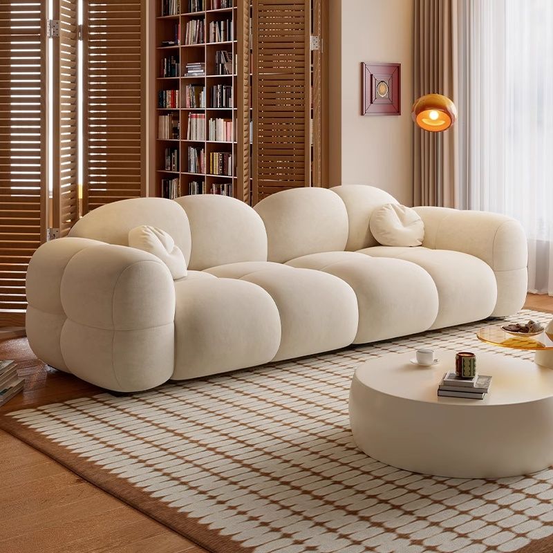 Trendy Solid Color Stain Resistant Loveseat in Light Gray/Olive Green/Beige for 2 People with 2 Pillows