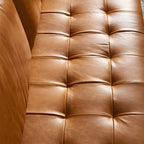 Craftsman Faux Leather Square Tufted Sofa for Living Room 65H