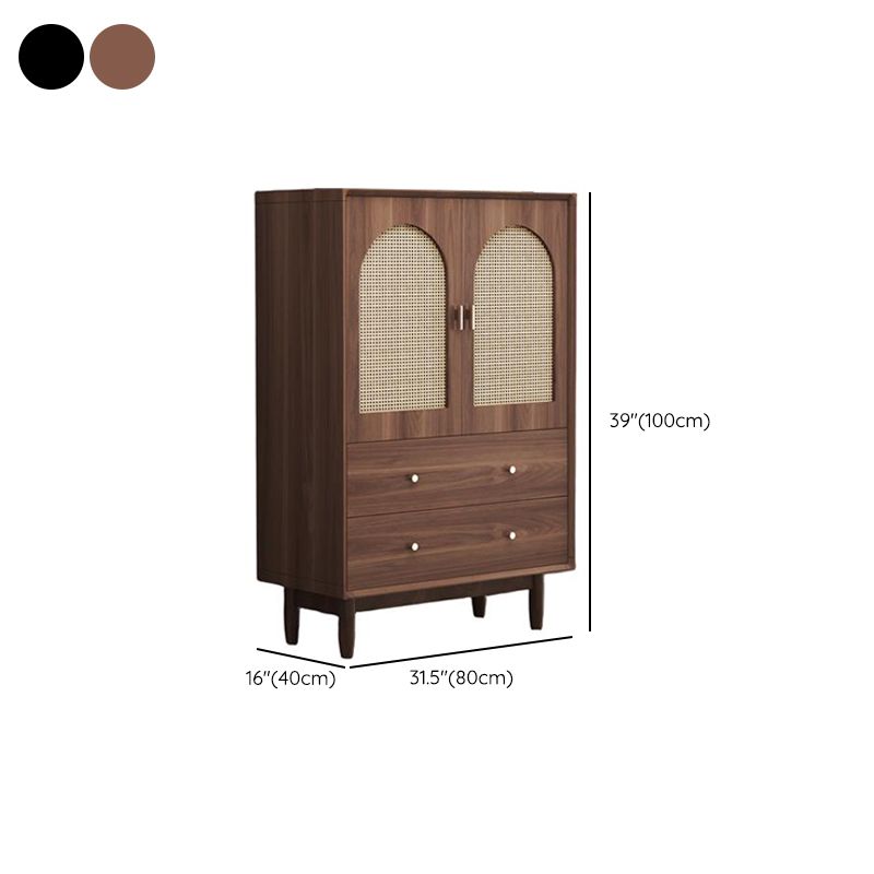 Trendy Raw Wood Wardrobe Chest Of Drawers with 4 Drawers, Hutch, 2 Interior Shelves, Horizontal
