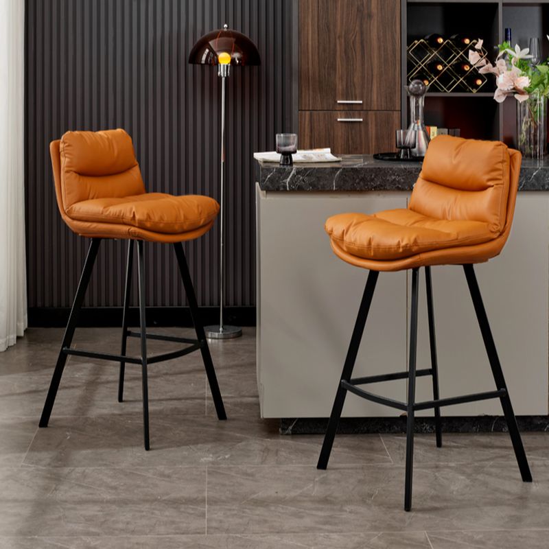 Casual Rawhide Bar Stools in White/Jade Green/Amber Color with Back, Rectangle Seat, and Leg Rest